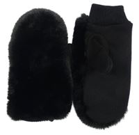 Černé palcové rukavice s kožešinovým prvkem