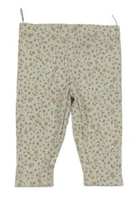 Smetanové žebrované květované legíny C&A