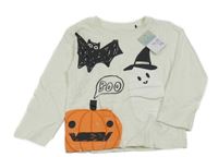 Nové - Smotanové tričko s duchem a tekvicou Primark