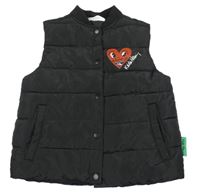 Čierna šušťáková zateplená vesta so srdcem - Keith Haring