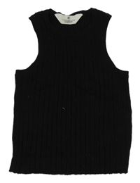 Čierna rebrovaná úpletová crop vesta H&M