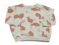 Smetanovo-starorůžová mikina s velrybami George