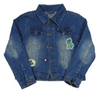 Tmavomodrá riflová bunda s dinem a nápisem Kiki&Koko