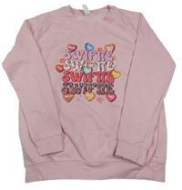 Ružová mikina s nápismi