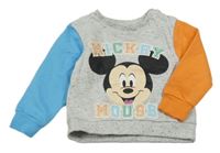 Svetlošedá -modro-oranžová mikina s Mickeym Disney