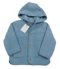 Nové - Modrá fleecová propínací mikina s kapucí Tu