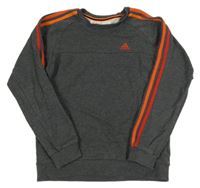 Šedo-červená mikina s pruhy Adidas