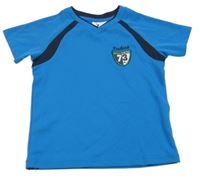 Modré športové tričko s výšivkou