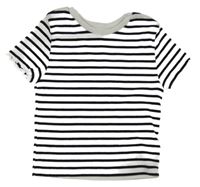 Čierno-biele pruhované rebrované crop tričko C&A
