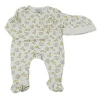 Nové - 2set - Biely overal so slonmi a žirafkami + čapica