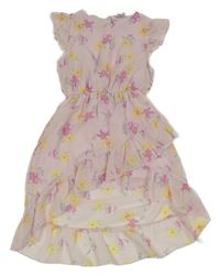 Svetloružové kvetované šifónové šaty Kiki&Koko