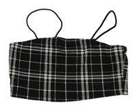 Čierno-biely kockovaný crop top Shein