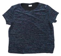 Černo-modro-růžové třpytivé crop tričko F&F