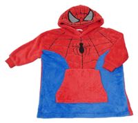 Červeno-modrá plyšová oversize domácí mikina s kapucí - Spiderman M&S