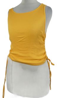 Dámsky oranžový rebrovaný crop top so stahováním zn. H&M
