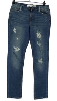 Dámské modré skinny rifle s prošoupáním Denim 