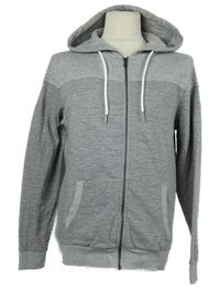 Pánská šedá proužkovaná propínací mikina s kapucí 