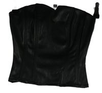 Dámsky čierny korzetový koženkový top Pull&Bear