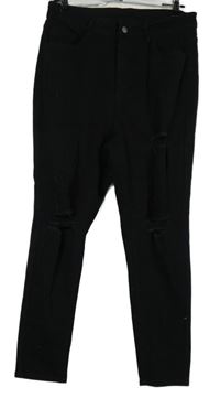 Dámske čierne skinny rifle s vyšúchaním Shein