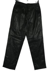 Dámské černé koženkové široké kalhoty MNG 