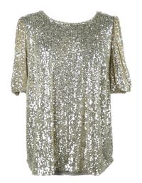 Dámska pudrovo-strieborná flitrová blúzka F&F