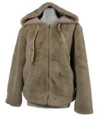 Dámská starorůžová kožešinová bunda s kapucí F&F