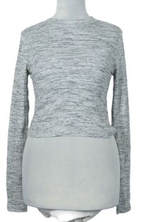 Dámske sivé melírované crop tričko H&M