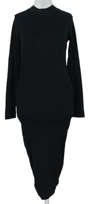 Dámske čierne rebrované midi šaty MissGuided