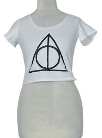 Dámske biele crop tričko s potiskem Harry Potter