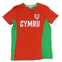 Červeno-zelené tričko s erbem - Wales