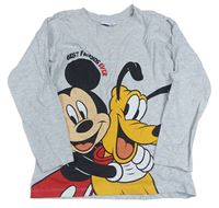 Světlešedé triko s Mickey Mousem a Plutem Disney