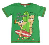 Zelené tričko s Phineas nad Ferb Disney