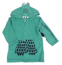 Tyrkysová froté prepínaci mikina s fľakmi a -kapucí krokodíl Mothercare