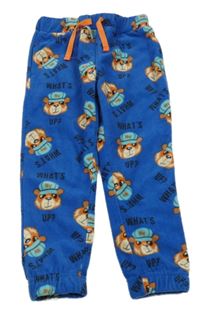 Modré fleecové kahoty s medveďmi Kiki&Koko