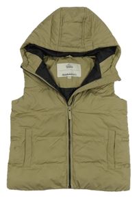 Béžová šušťáková zateplená vesta s kapucňou Topolino