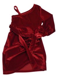 Červené zamatové asymetrické šaty Shein