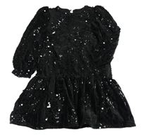 Černé sametové šaty s flitry Dunnes