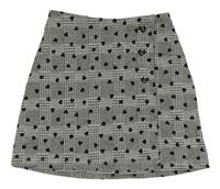 Čierno-biela kockovaná sukňa so srdiečkami Primark