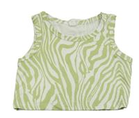 Bielo-zelený crop top Shein