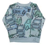 Modro-zelená mikina s autami F&F