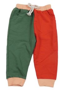 Zeleno-ružovo-červené tepláky