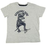 Šedé melírované tričko s dinosaurem Primark