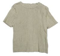 Béžové rebrované pletené tričko H&M