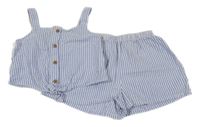 2 set - Modro-bílý pruhovaný crop top + kraťasy H&M