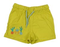 Žlté bavlnené kraťasy s kaktusmi Lupilu
