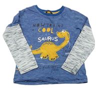Modré pruhované triko s dinosaurem George