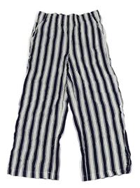 Tmavomodro-biele pruhované culottes nohavice L&D