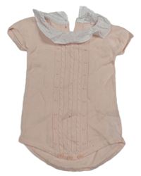 Světlerůžové pletené body s copánky a límečkem Primark