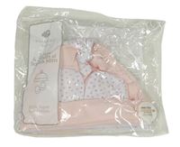 Nové - 4set - Růžová čepice + bílá čepice + bílé rukavice + světlerůžové rukavice zn. Primark
