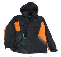 Čierno-oranžová šušťáková funkčná zateplená bunda s kapucňou zn. Mountain Warehouse